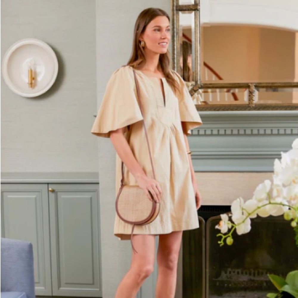Khaki Finley Flutter Sleeve Dress